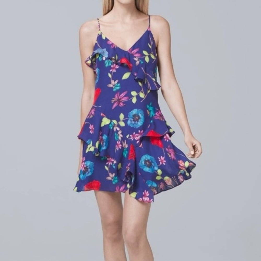 Parker Holly Floral Ruffle mini Dress Valencia Eclipse, size 4. Unworn w/ tags
